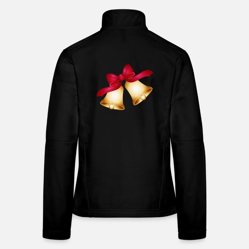 two golden bells with a large red bow Women's Softshell Jacket