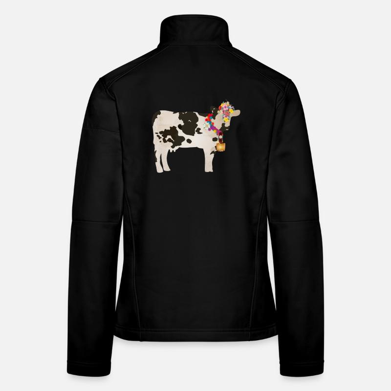 vache décorée avec cloche et décorations florales Veste en tissu softshell Femme