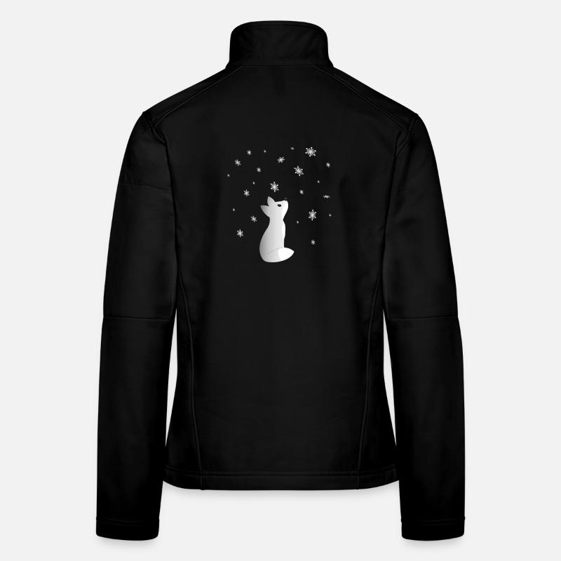 A Cute Snow Fox Watching Snowflakes Beautiful - Women's Softshell Jacket - black