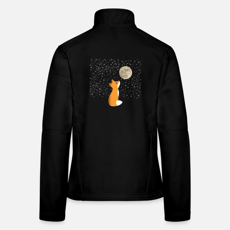 A Cute Fox Watching The Moon Winter Wonderland Women's Softshell Jacket