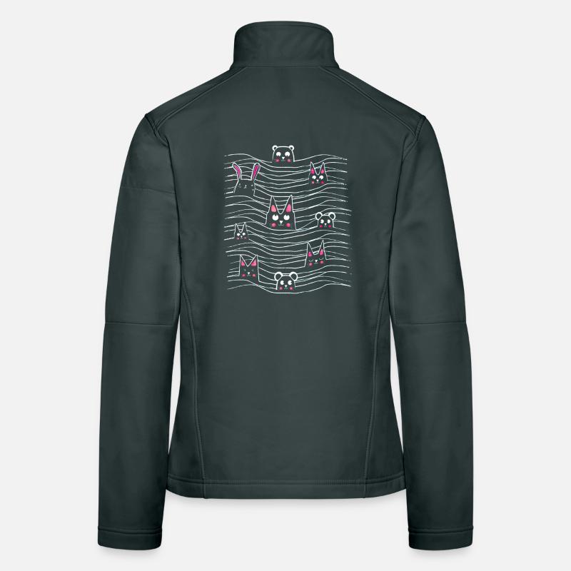 Cat - mouse - rabbit - bear - drawing illustration Women's Softshell Jacket