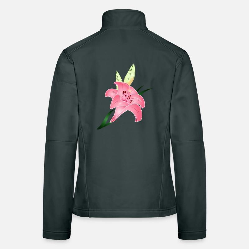 pink lily bloom with two buds Women's Softshell Jacket