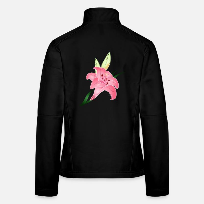 fleur de lys rose avec deux bourgeons Veste en tissu softshell Femme