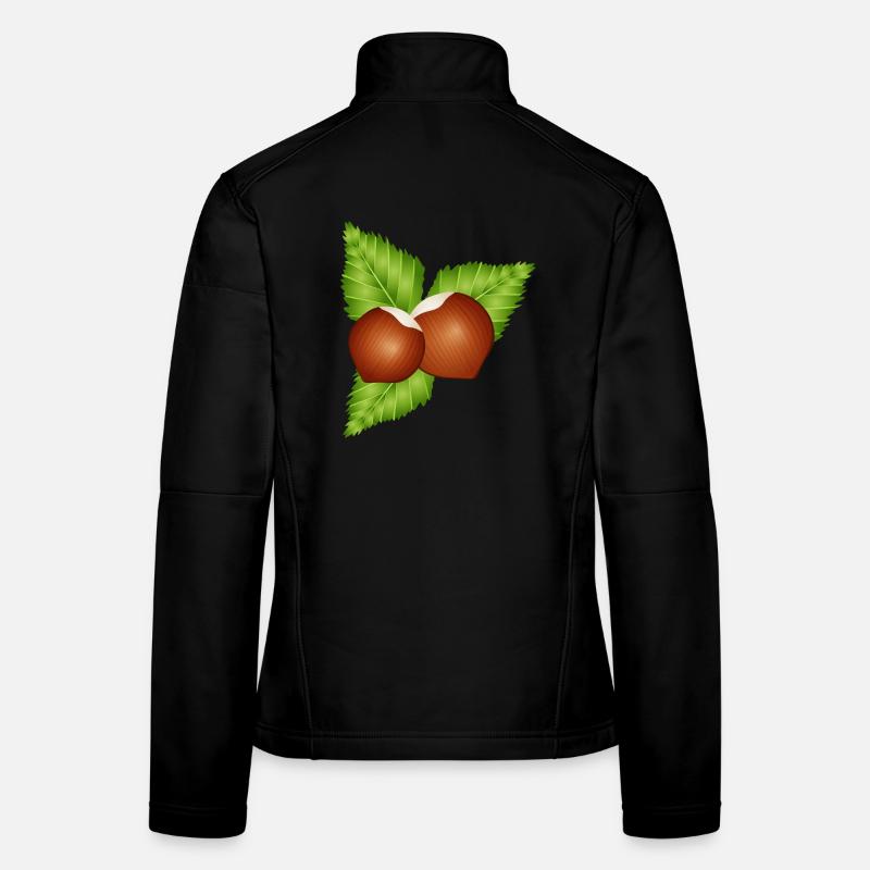 two bright brown hazelnuts with leaves Women's Softshell Jacket