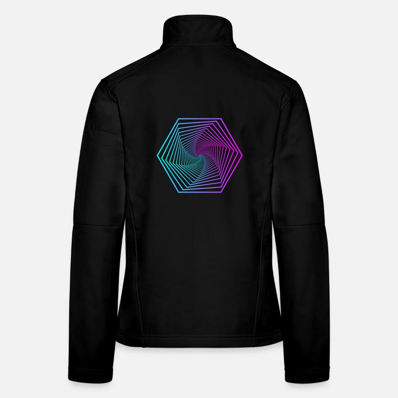 Neon-Polygonspirale Gradient Frauen Softshelljacke