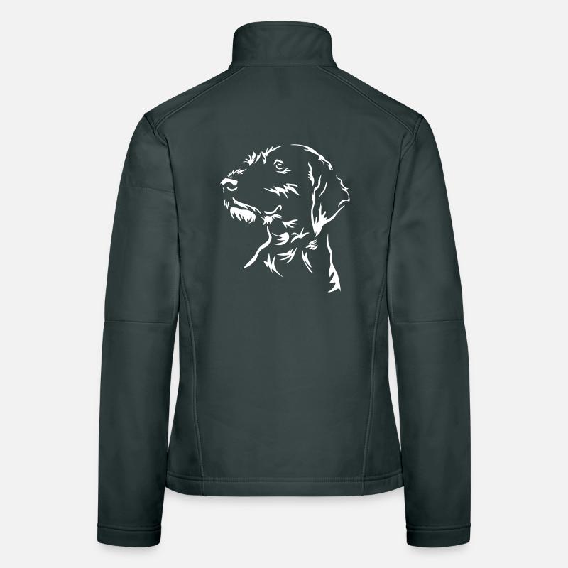 German Wirehaired Head "Black Edition" Women's Softshell Jacket