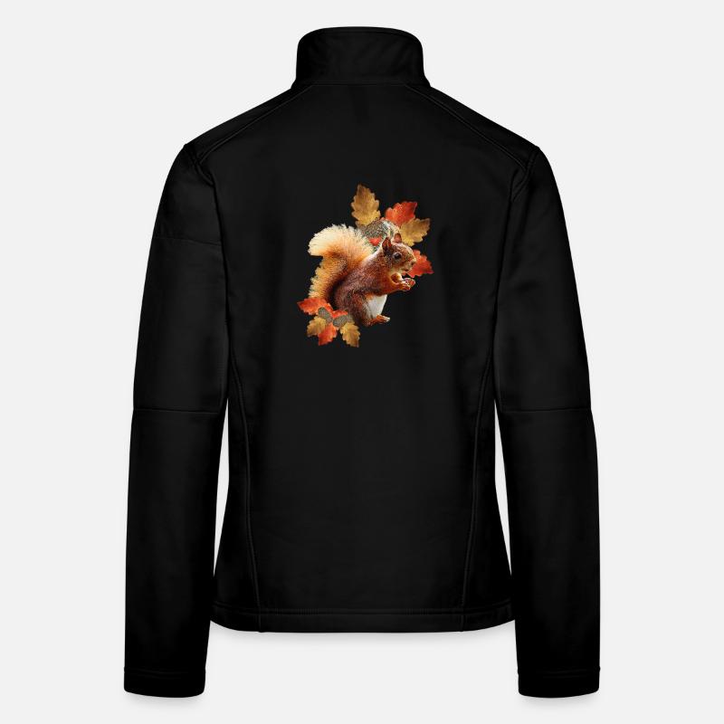 Eichhörnchen motiv mit Eichenblättern, Herbst frau Frauen Softshelljacke