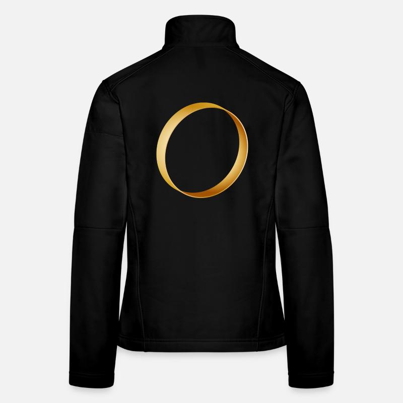 schlichter goldener Ring - Ehering - Hochzeit - Frauen Softshelljacke - Schwarz
