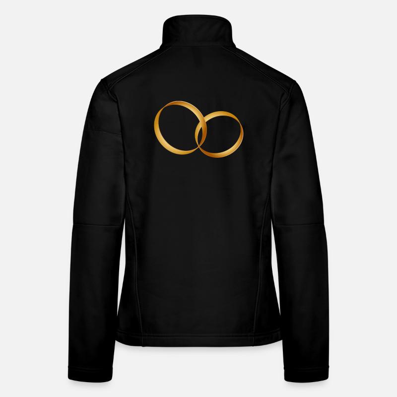 zwei goldene Ringe - Ehering - Hochzeit - Frauen Softshelljacke - Schwarz
