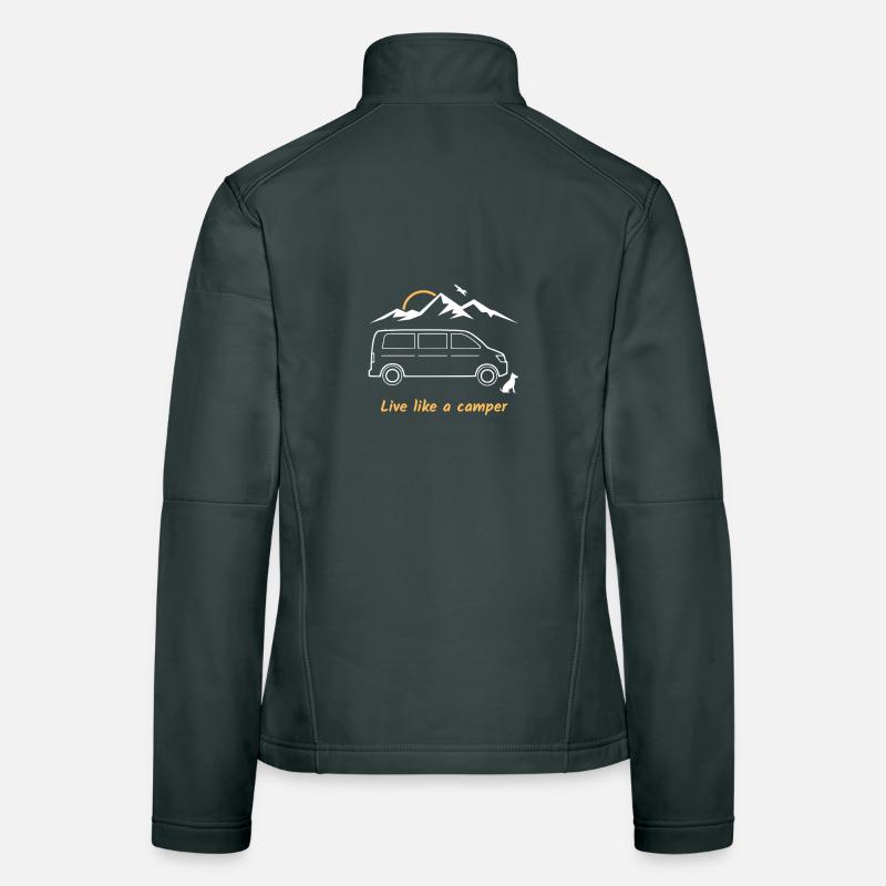 live like a camper, van, bus, gift, mountain, Women's Softshell Jacket
