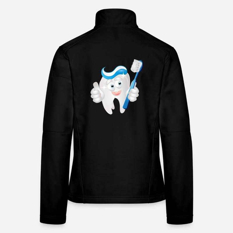 Dent blanche rayonnante avec du dentifrice en bande dessinée Veste en tissu softshell Femme