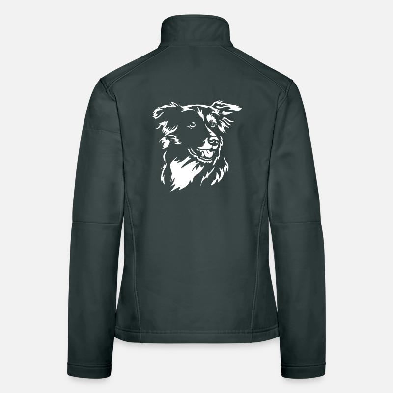 Tête de Border Collie « Black Edition » Veste en tissu softshell Femme