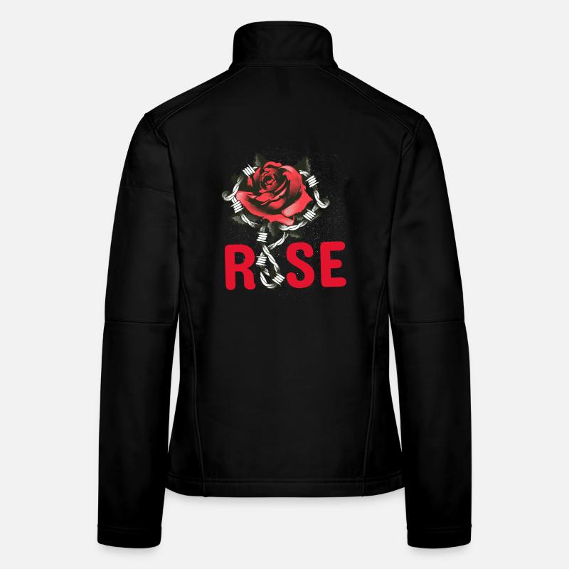 Red Rose with Chain Links Women's Softshell Jacket