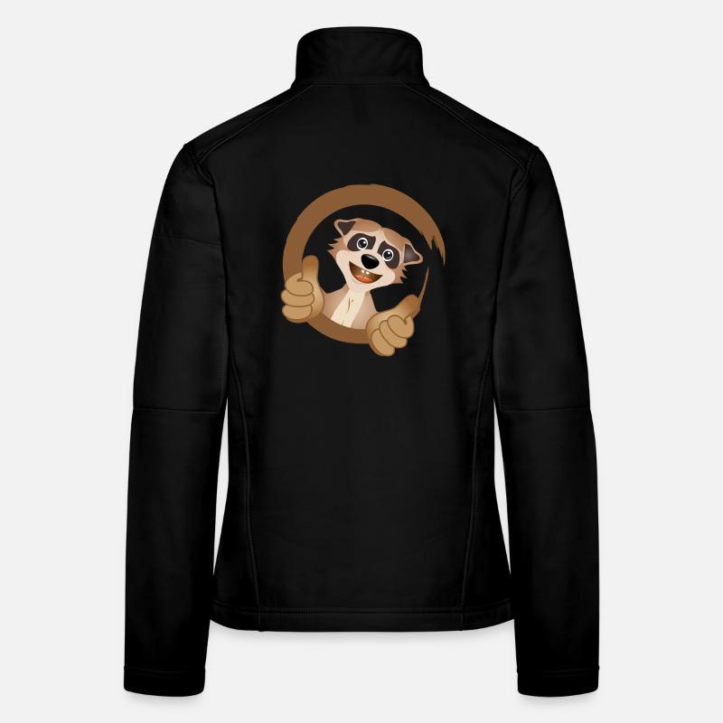 cooles Erdmännchen mit Daumen nach oben - Frauen Softshelljacke - Schwarz