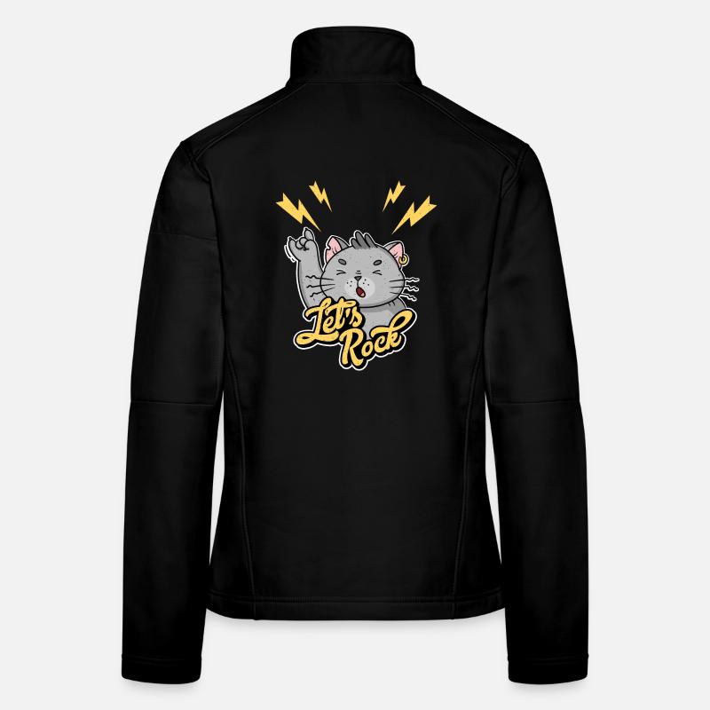 Let's Rock Rock n Roll Vintage Humor Cat Women's Softshell Jacket