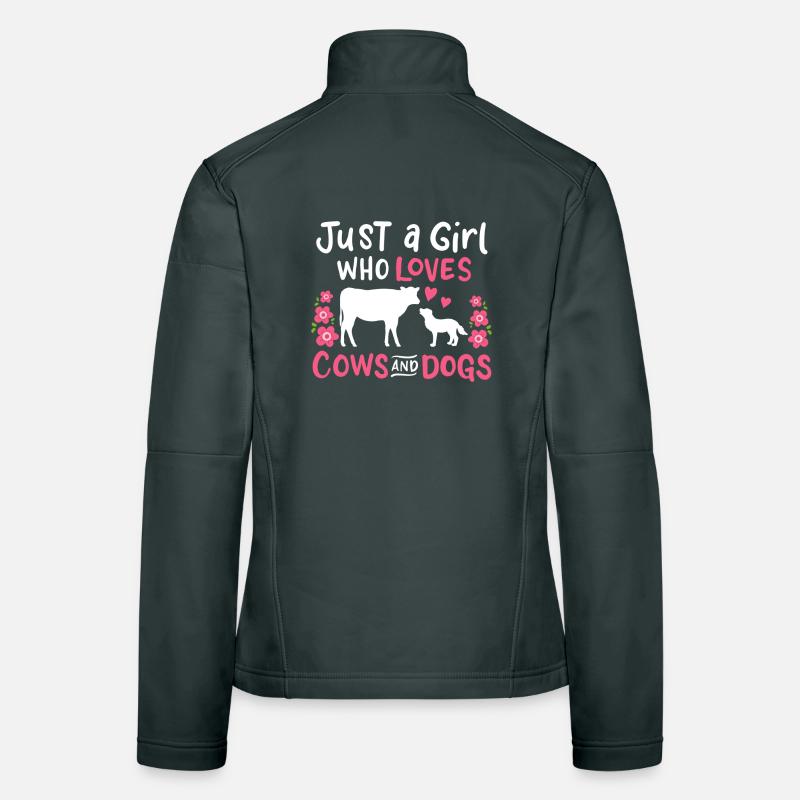 Chien de vache vaches et chiens Veste en tissu softshell Femme