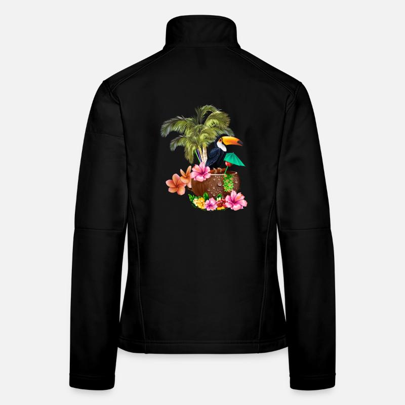 Tropical design with toucans and palm trees. Women's Softshell Jacket