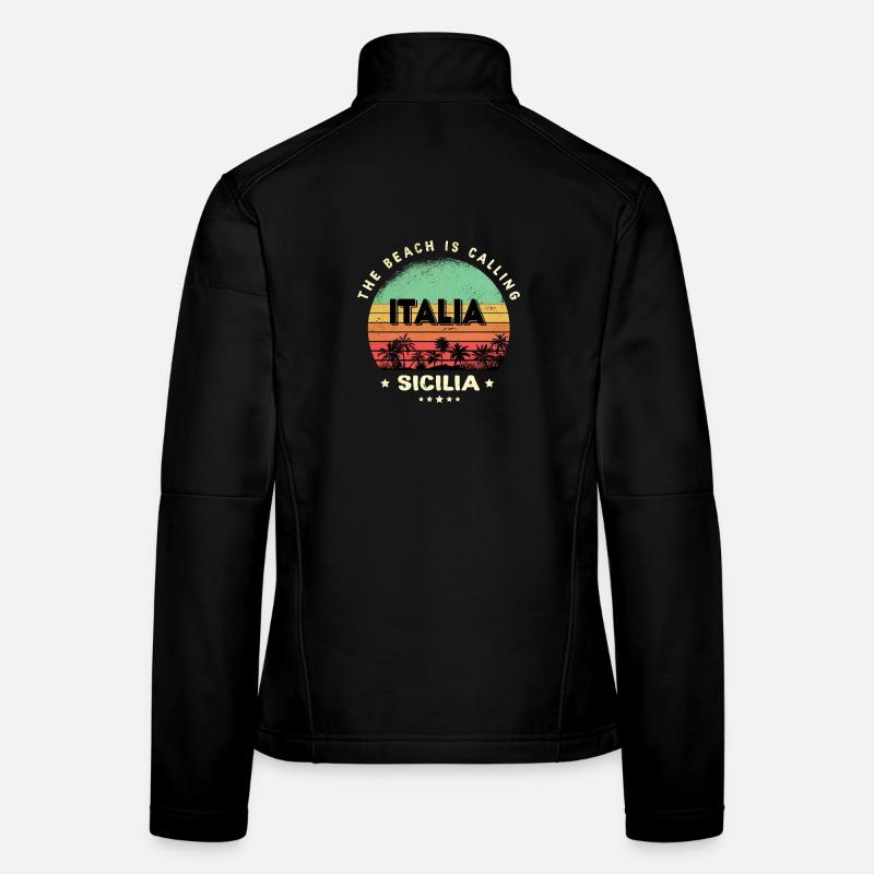 Sicily Italy Vintage Beach Design / Gift - Women's Softshell Jacket - black