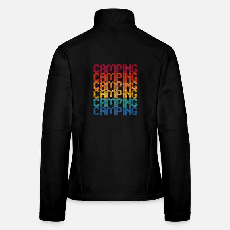 Camping Regenbogen Blockschrift Frauen Softshelljacke