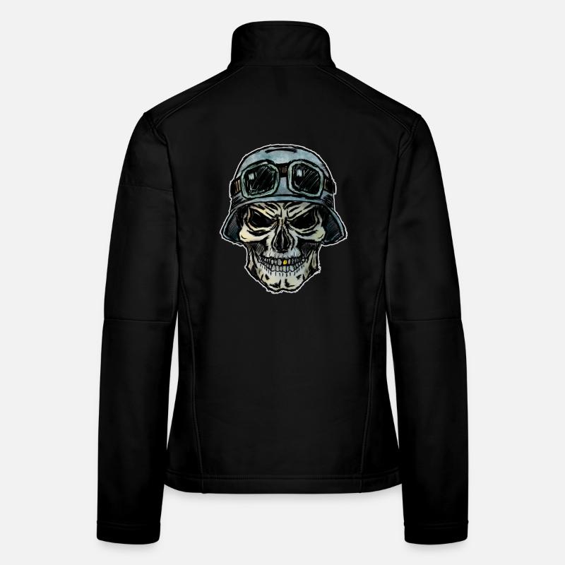 Crazy Biker skull with helmet Women's Softshell Jacket