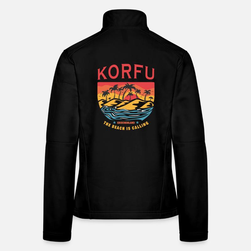 Korfu Griechenland Beach Design - Frauen Softshelljacke - Schwarz