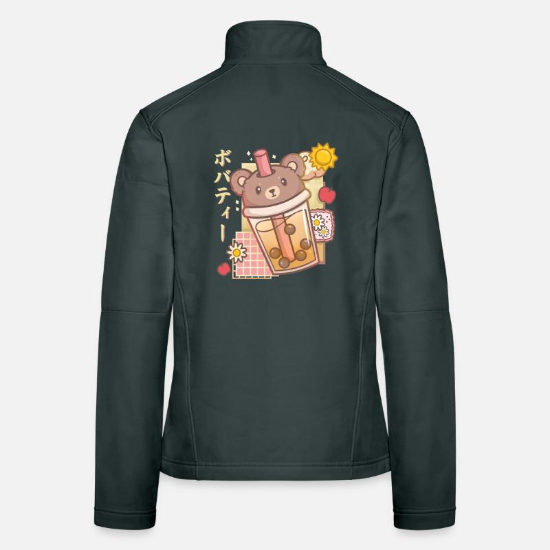 Bear Boba Tea Bubble Tea Anime Kawaii Frauen Softshelljacke