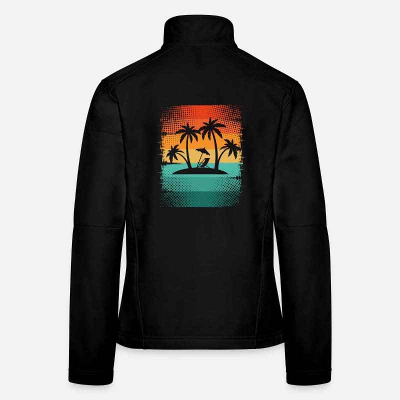 Small island with palm trees Women's Softshell Jacket