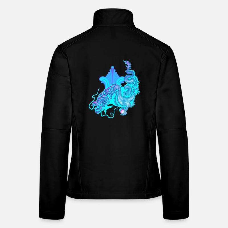 Hellblauer chinesischer Drache Frauen Softshelljacke