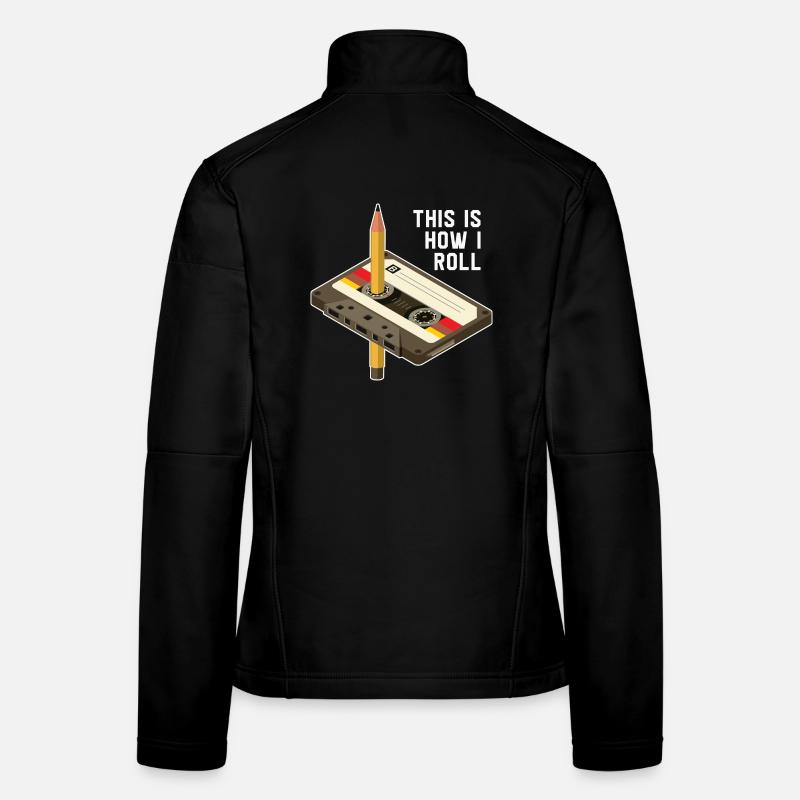 Mixtape Music Tape Cassette 80s 90s Retro Pen - Women's Softshell Jacket - black