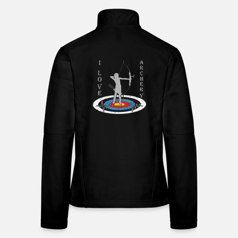 Woman with bow on target with heart motivation - Women's Softshell Jacket - black