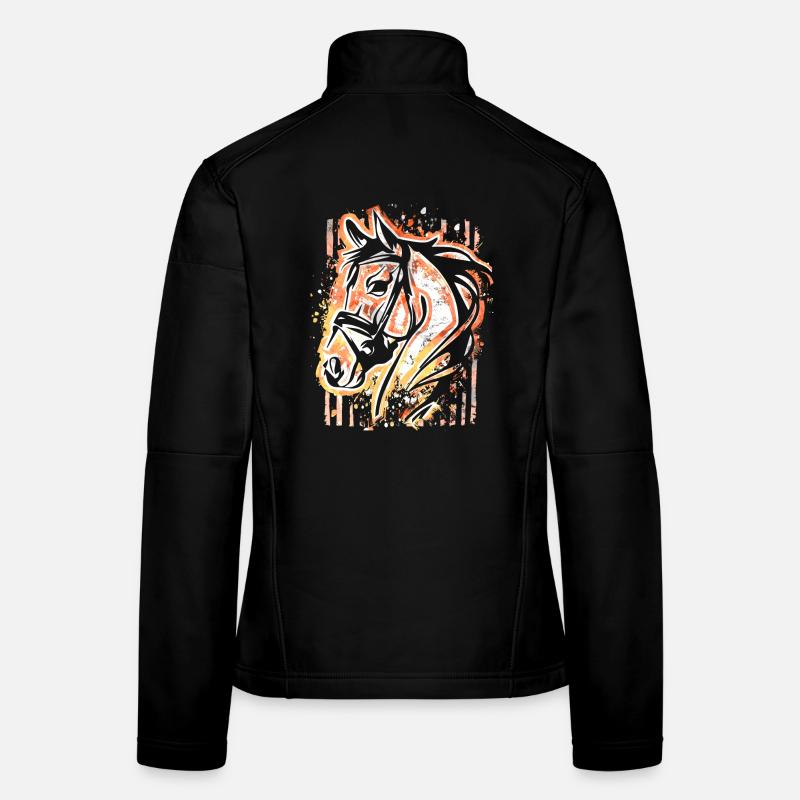Pferd - Bunter Pferdekopf - Reiten - Reiter - Ross Frauen Softshelljacke