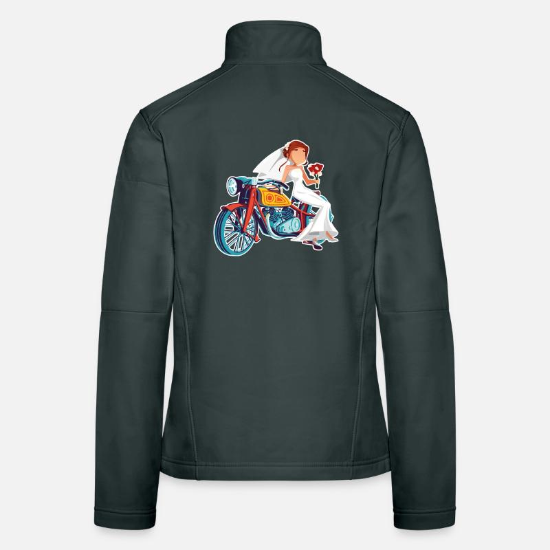 Married on a motorcycle. Wedding gift for biker Women's Softshell Jacket
