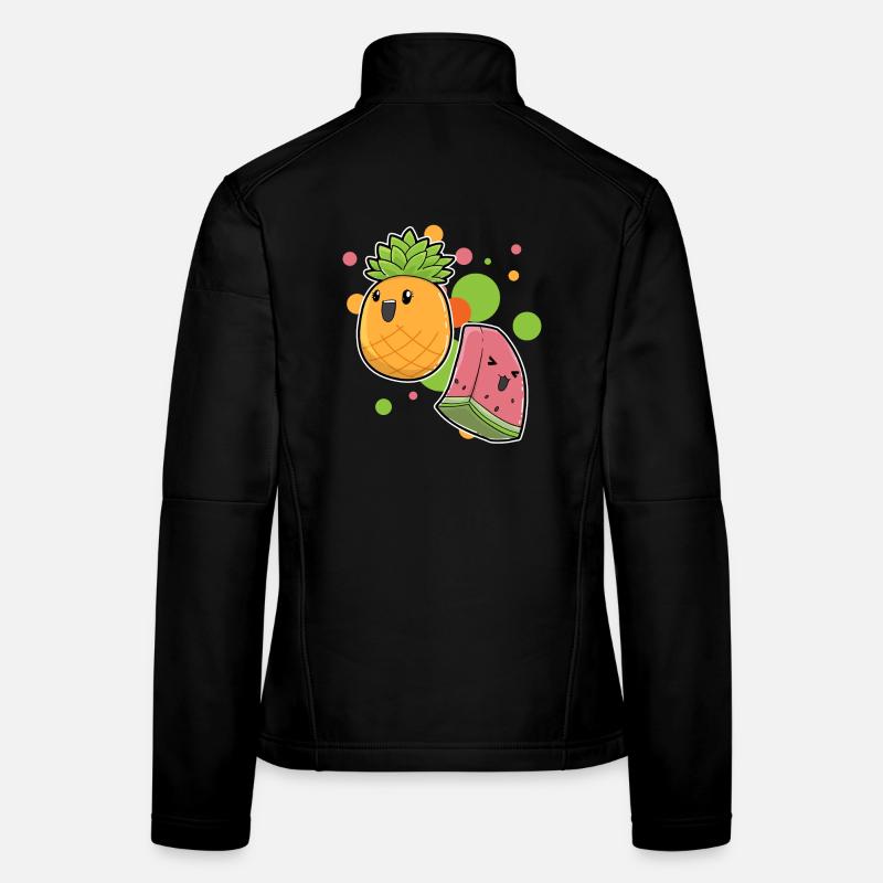 Ananas Wassermelone Kawaii - Frauen Softshelljacke - Schwarz