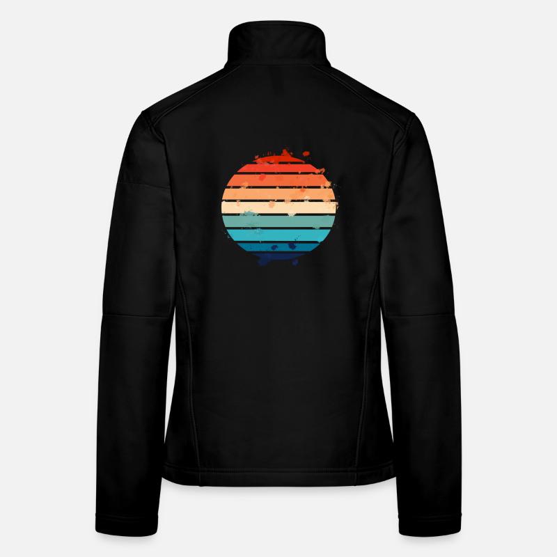 Éclaboussures Rétro Coucher de Soleil Veste en tissu softshell Femme