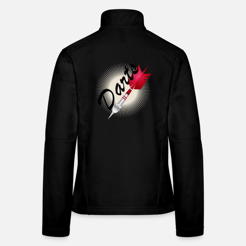fléchette rouge vif avec typographie de fléchettes Veste en tissu softshell Femme