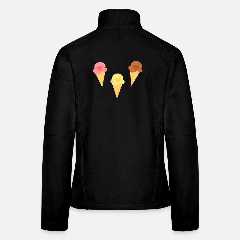 Eis Herz Eiscreme Erdbeereis Vanilleeis Schokoeis Frauen Softshelljacke