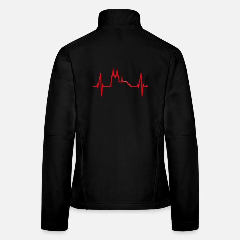 Köln Skyline Herzschlag Rot Weiß Kölsch Kölner - Frauen Softshelljacke - Schwarz