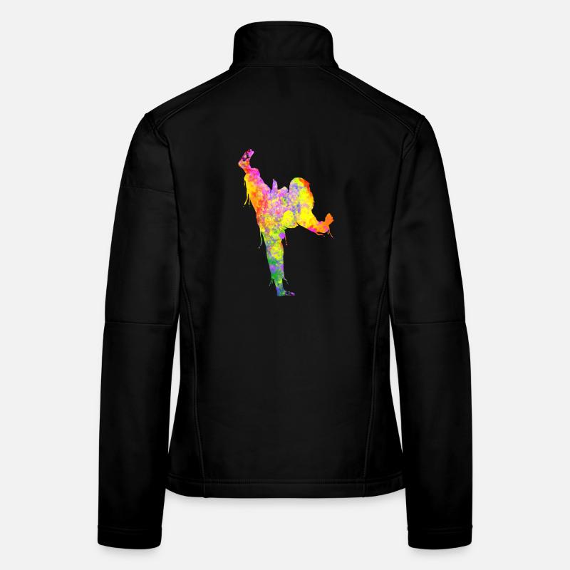 Tae Kwon Do Karate Bunte Silhouette für Mädchen - Frauen Softshelljacke - Schwarz