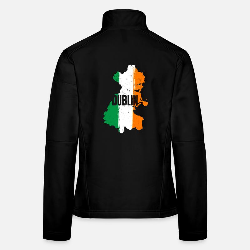 | du comté de Dublin, Irlande Contour de la carte du drapeau Veste en tissu softshell Femme