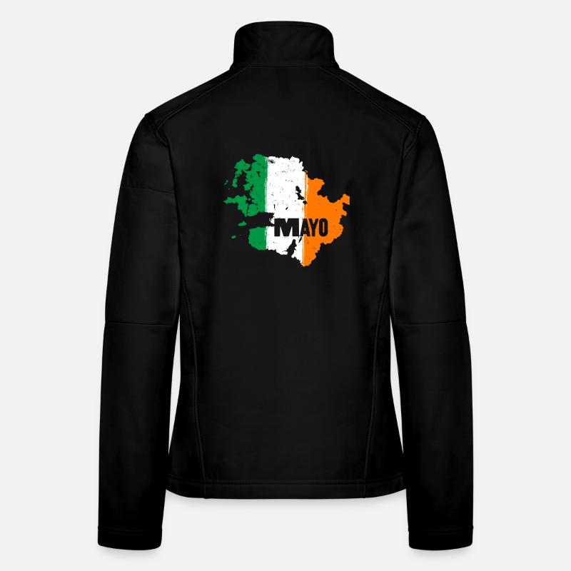 | du comté de Mayo Ireland Contour de la carte du drapeau Veste en tissu softshell Femme