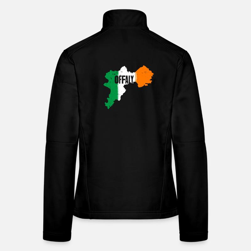 | du comté d’Offaly Irlande Contour de la carte du drapeau Veste en tissu softshell Femme