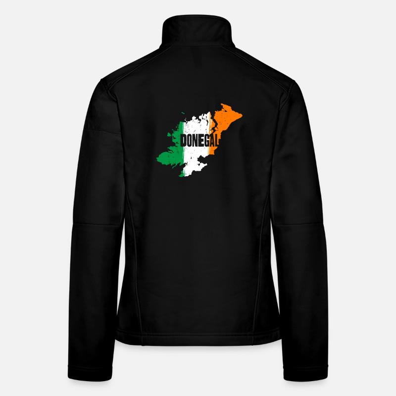 | du comté de Donegal Irlande Contour de la carte du drapeau Veste en tissu softshell Femme