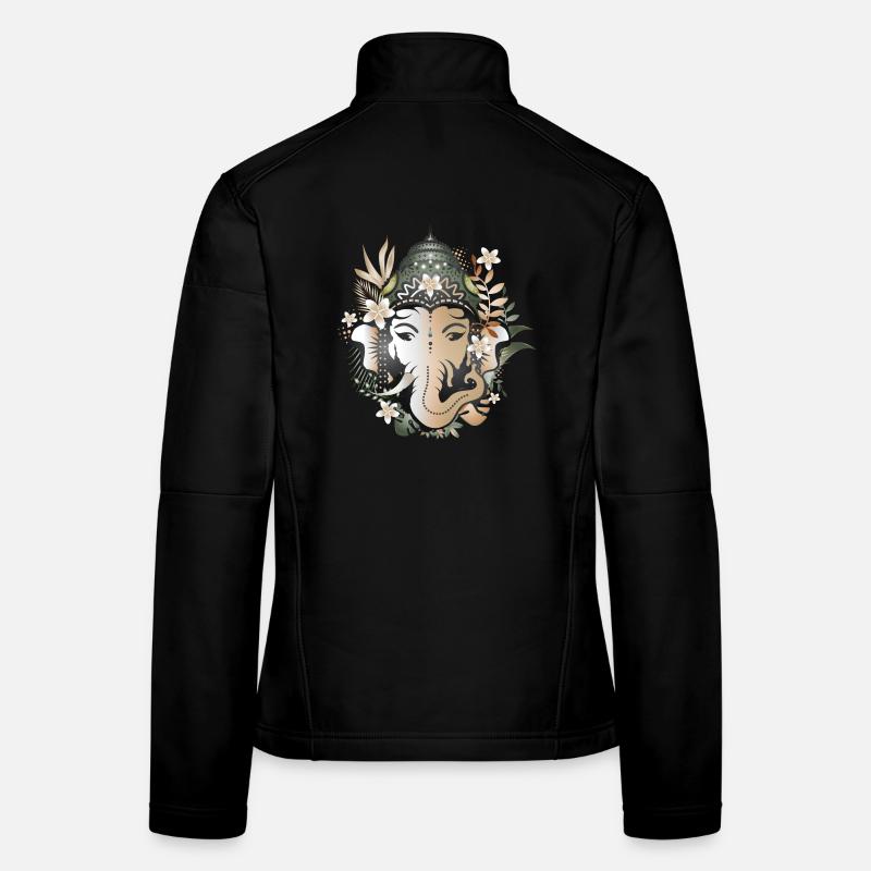 Le dieu éléphant Ganesha décoré de fleurs Veste en tissu softshell Femme