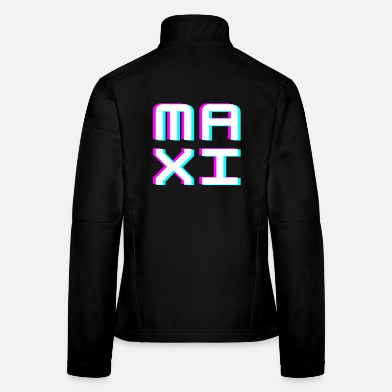 Maxi Glitch Namensschild Typografie Shirt Frauen Softshelljacke