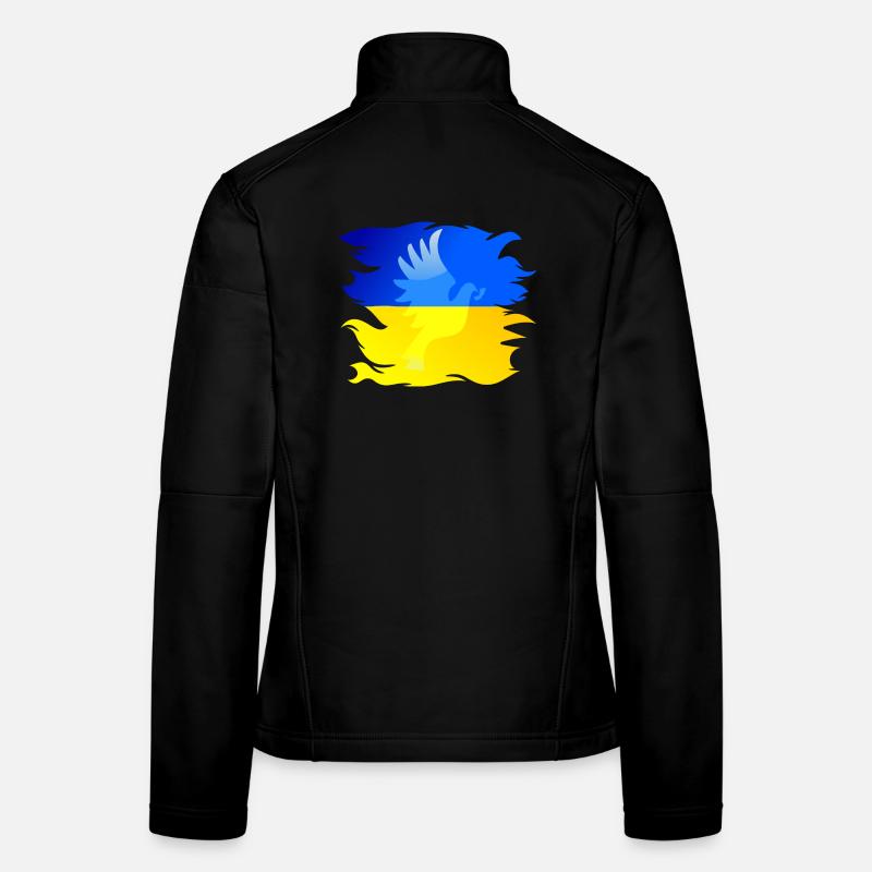 Drapeau de l’Ukraine avec colombe de la paix Veste en tissu softshell Femme