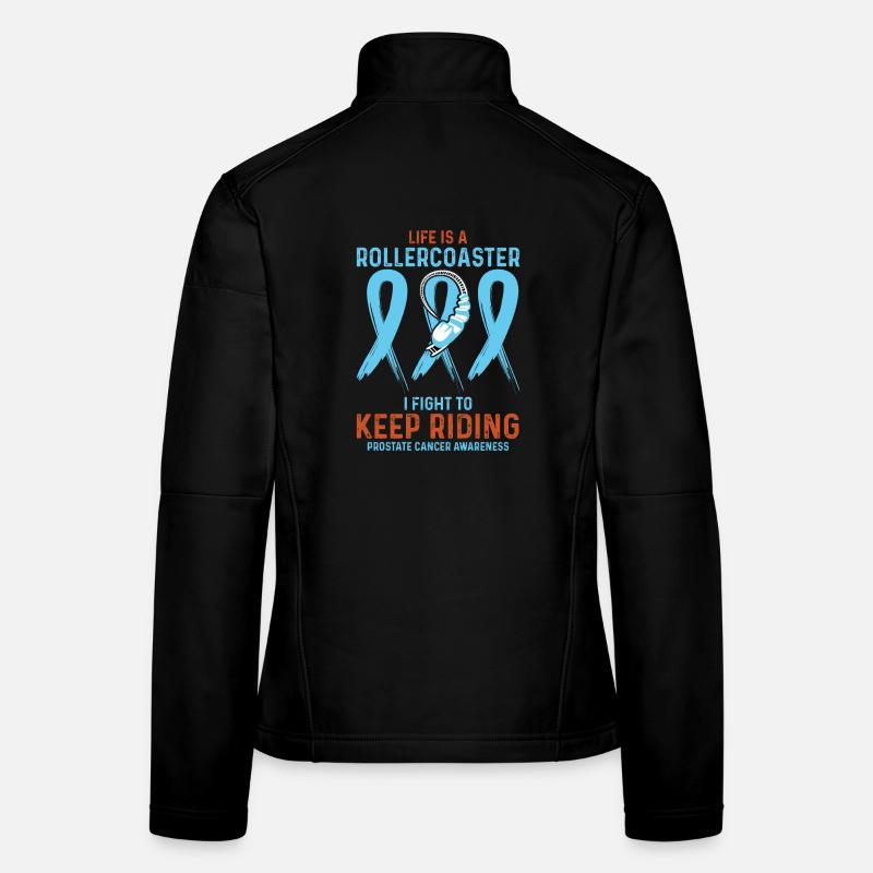 Prostate Cancer Awareness Light Blue Rollercoaster Women's Softshell Jacket