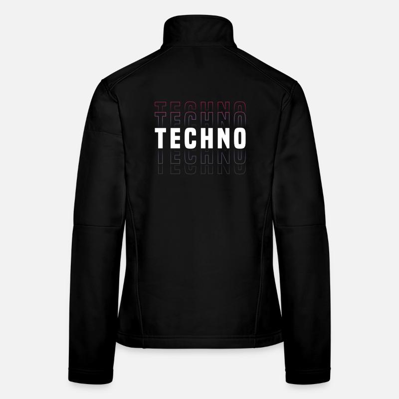 Futuristisches Techno-Design mit Neonfarben - Frauen Softshelljacke - Schwarz