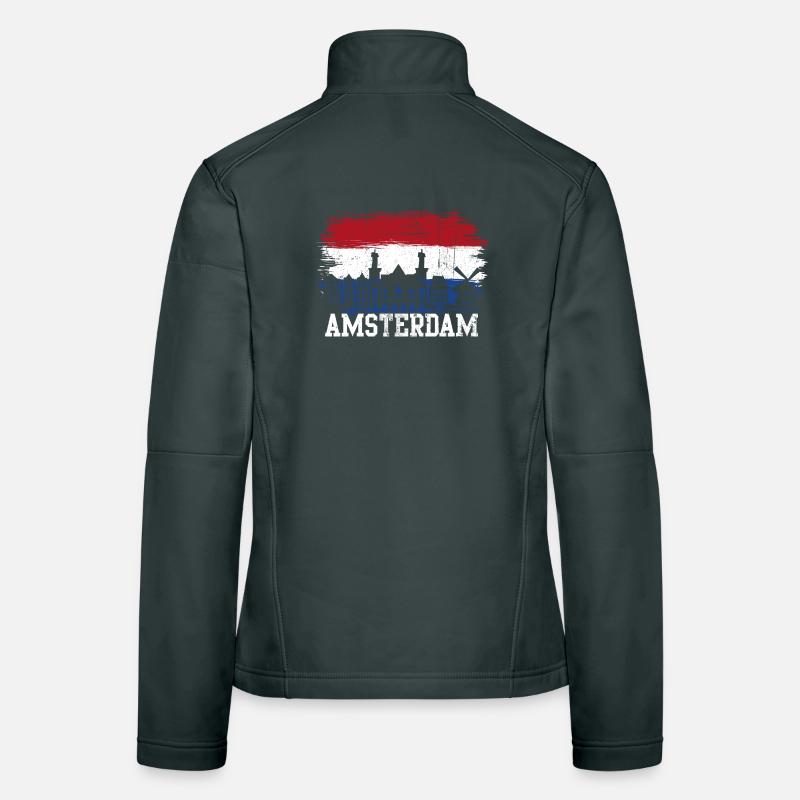 Amsterdam Skyline Flag Splash Women's Softshell Jacket