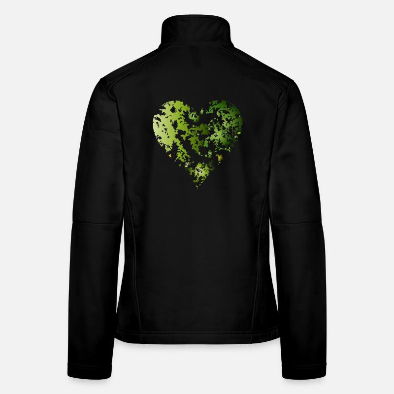 grünes Blätterdach eines Waldes in Herz Form Frauen Softshelljacke