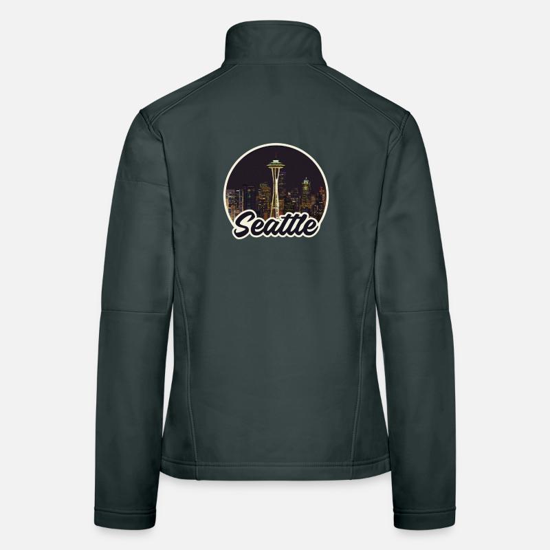 Aiguille spatiale du logo de la Skyline de la Nuit de Seattle Veste en tissu softshell Femme